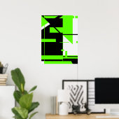 Heldergroen, zwart op wit Abstract Poster (Thuiskantoor)