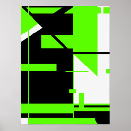 Heldergroen, zwart op wit Abstract Poster
