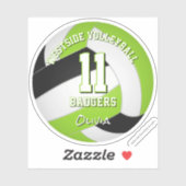 Heldergroen zwart team kleuren volleybalspeler sticker (Vel)