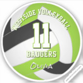 Heldergroen zwart team kleuren volleybalspeler sticker (Voorkant)