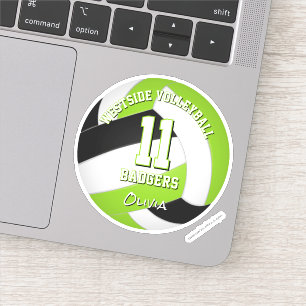 Heldergroen zwart team kleuren volleybalspeler sticker