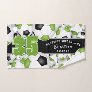 heldergroen zwart Veel voetballen sporten Handdoek