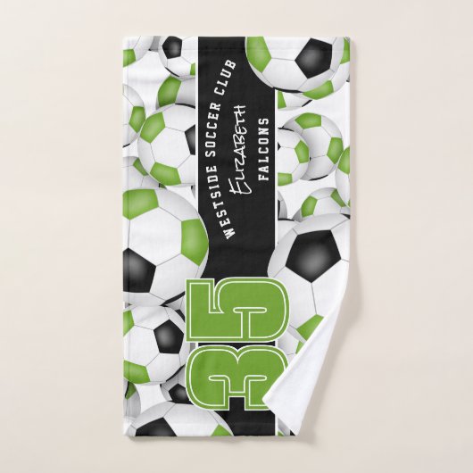 heldergroen zwart Veel voetballen sporten Handdoek (Handdoek)
