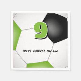 Heldergroen zwart voetbal kinderverjaardagsfeestje servet