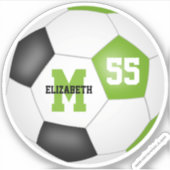 Heldergroen zwart voetbal op maat sticker (Voorkant)