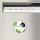 Heldergroen Zwart Voetbal Thema Custom Name Magneet (Insitu (Vaatwasser))