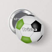 Heldergroen Zwart Voetbal Thema Custom Name Ronde Button 5,7 Cm (Voorkant /achterkant)