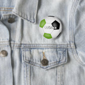 Heldergroen Zwart Voetbal Thema Custom Name Ronde Button 5,7 Cm (In situ)