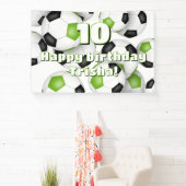 Heldergroen zwart voetbal verjaardagsfeest spandoek (Insitu)