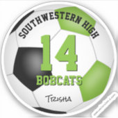 Heldergroen Zwart Voetbalteam Kleuren Meisjes Jong Sticker (Voorkant)