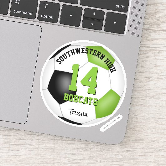 Heldergroen Zwart Voetbalteam Kleuren Meisjes Jong Sticker (Detail)