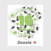 Heldergroen Zwart Voetbalteam Kleuren Meisjes Jong Sticker (Vel)