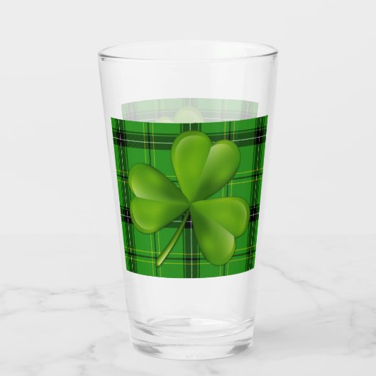 Heldergroene 3-bladklaver op speldenartan glas (Achterkant)