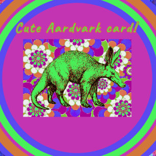 Heldergroene Aardvark en kleurrijke  bloemen