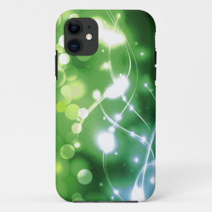 Heldergroene achtergrond met sterren en bokeh Case-Mate iPhone case