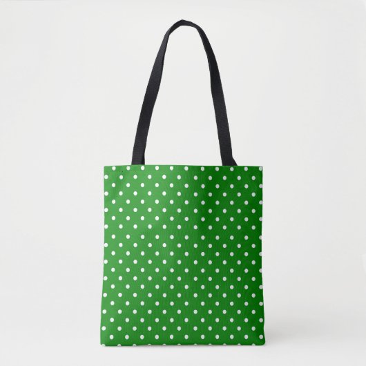 Heldergroene achtergrond met witte stippen tote bag (Voorkant)