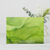 Heldergroene alcoholinkt Vloeistof Abstract Bedankkaart (Staand voorkant)