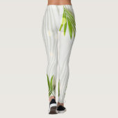 Heldergroene bladeren op ongerepte witte achtergro leggings (Achterkant)