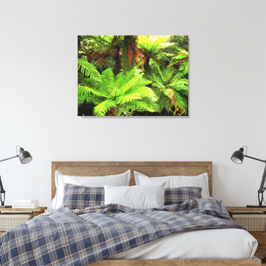 Heldergroene boomvarens canvas afdruk (Insitu (Slaapkamer))