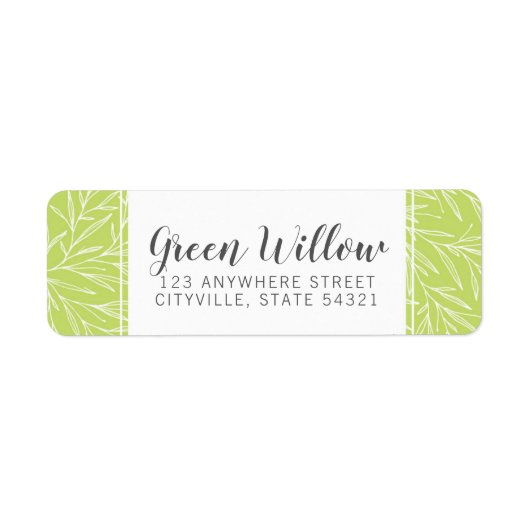 Heldergroene botanische blad tak retouradres etiket (Voorkant)