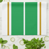 Heldergroene brede racestrepen Witte achtergrond Theedoek (Gevouwen)