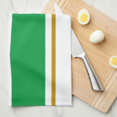 Heldergroene brede racestrepen Witte achtergrond Theedoek (Quarter Fold)