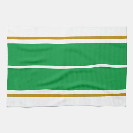 Heldergroene brede racestrepen Witte achtergrond Theedoek (Horizontaal)