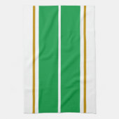 Heldergroene brede racestrepen Witte achtergrond Theedoek (Verticaal)