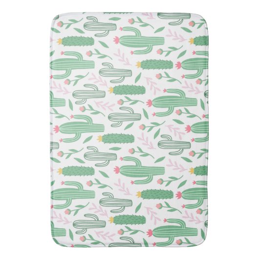 Heldergroene Cactus Succulent Blosheems Patroon Badmat (Voorkant Verticaal)