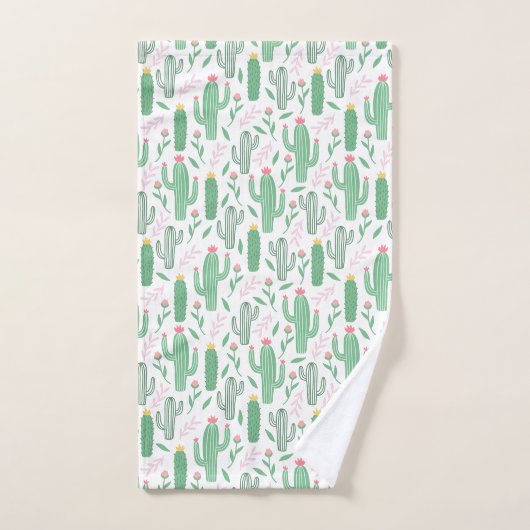 Heldergroene Cactus Succulent Patroon Bad Handdoek (Handdoek)