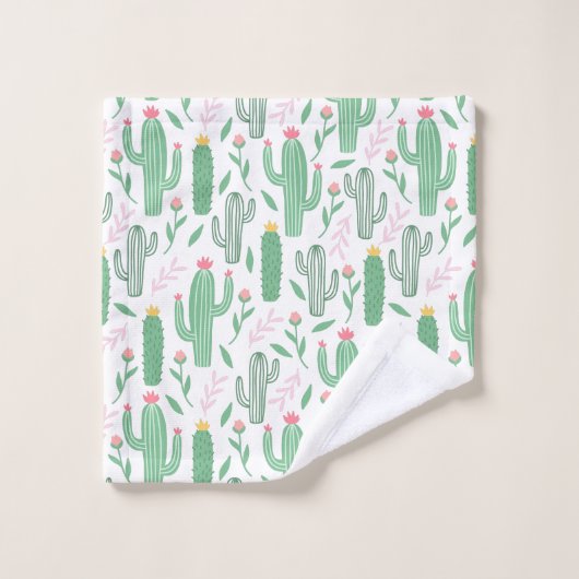 Heldergroene Cactus Succulent Patroon Bad Handdoek (Wasdoekje)