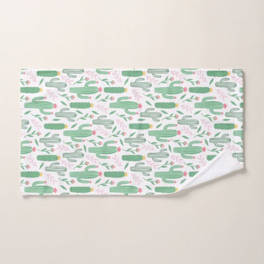 Heldergroene Cactus Succulent Patroon Bad Handdoek (Handdoek)
