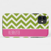 Heldergroene Chevron, roze streep Case-Mate iPhone Case (Achterkant (horizontaal))