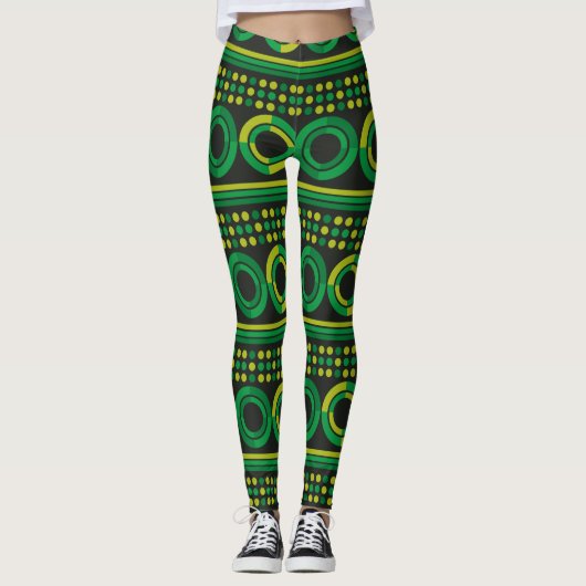 Heldergroene cirkels leggings (Voorkant)