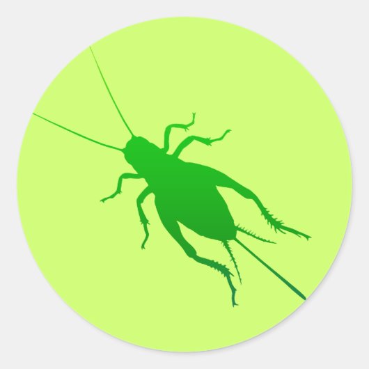 Heldergroene cricket ronde sticker (Voorkant)