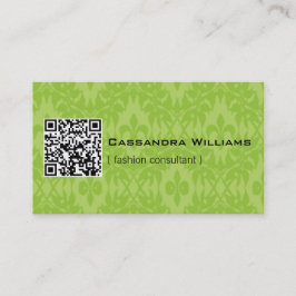 Heldergroene Damask QR CODE-Visitekaartjes Visitekaartje