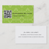 Heldergroene Damask QR CODE-Visitekaartjes Visitekaartje (Voorkant / Achterkant)