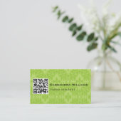 Heldergroene Damask QR CODE-Visitekaartjes Visitekaartje (Staand voorkant)