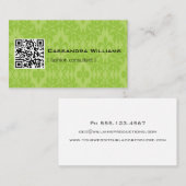 Heldergroene Damask QR CODE-Visitekaartjes Visitekaartje (Voorkant / Achterkant)