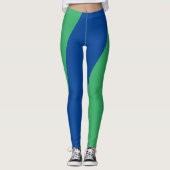 Heldergroene en blauwe Leggings voor fitness (Voorkant)
