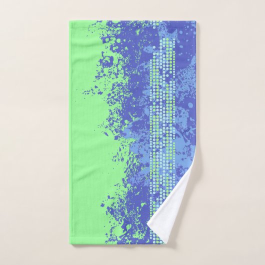 Heldergroene en blauwe spray met surf en stippen bad handdoek (Handdoek)