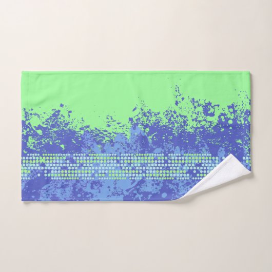 Heldergroene en blauwe spray met surf en stippen bad handdoek (Handdoek)