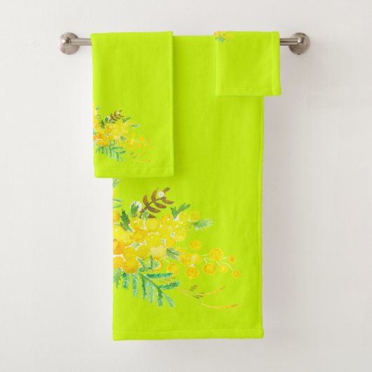 Heldergroene en gele bloemen bad handdoek (Insitu)