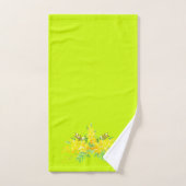 Heldergroene en gele bloemen bad handdoek (Handdoek)
