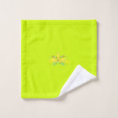 Heldergroene en gele bloemen bad handdoek (Wasdoekje)