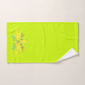 Heldergroene en gele bloemen bad handdoek (Handdoek)