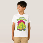 Heldergroene en roze Happy Dinosaur T-shirt (Voorkant volledig)