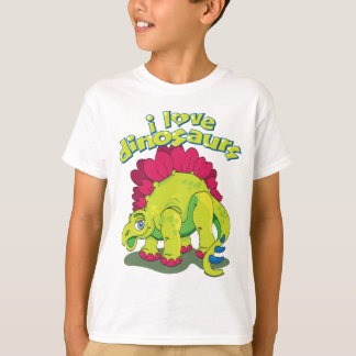 Heldergroene en roze Happy Dinosaur T-shirt