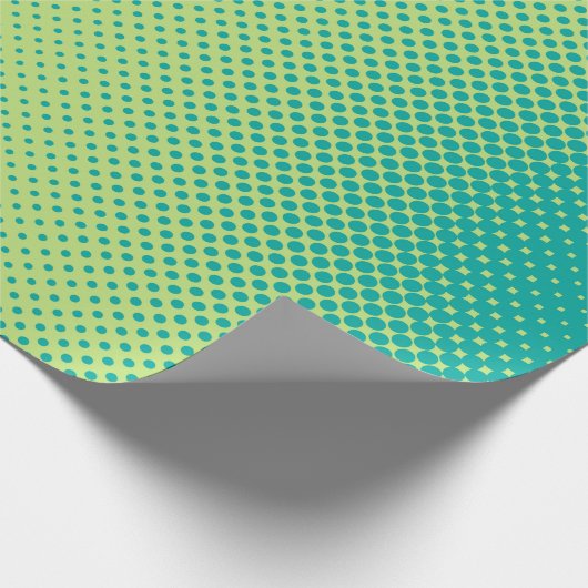 Heldergroene en turquoise pop art retro backgroun cadeaupapier (Hoek)