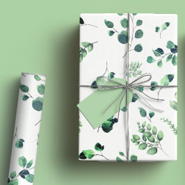 Heldergroene Eucalyptus Landelijke Groene Waterver Cadeaupapier